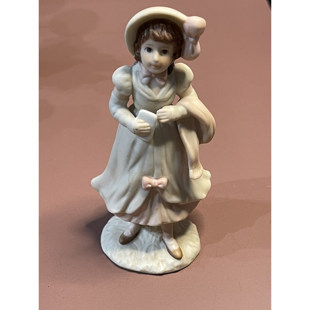 Vintage Schmid B Shackman Porcelain Bisque Victorian Girl Figurine 1985